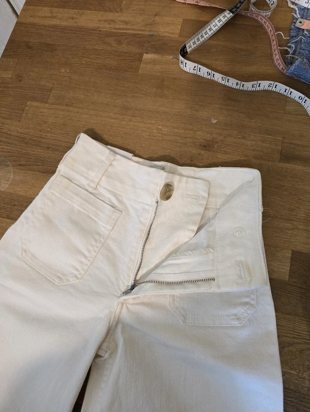 Anthropologie Maeve The Colette Full Length Wide-Leg Jeans White Size 24 Denim